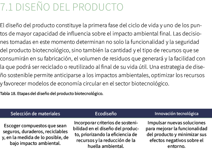 7.1 Dise o del Producto El dise o del producto constituye la primera fase del ciclo de vida y uno de los puntos de ma...