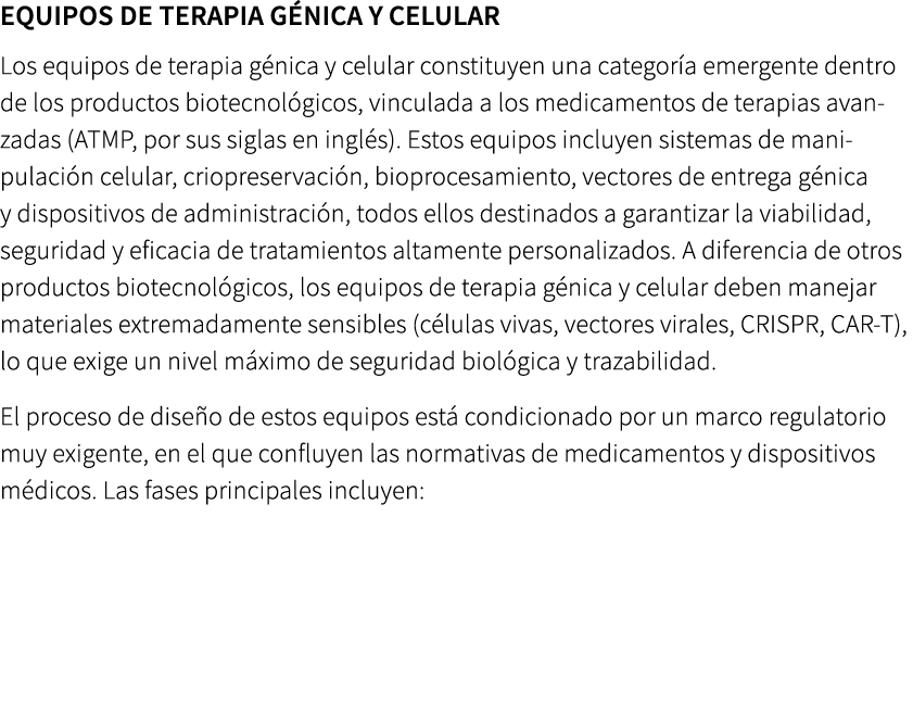 Equipos de Terapia G nica y Celular Los equipos de terapia g nica y celular constituyen una categor a emergente dentr...