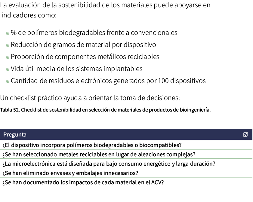 La evaluaci n de la sostenibilidad de los materiales puede apoyarse en indicadores como: ◉ % de pol meros biodegradab...