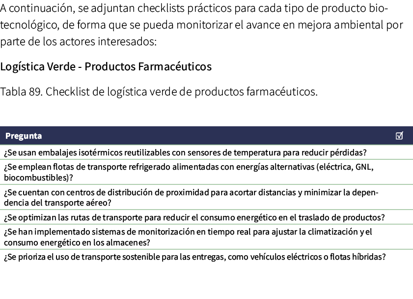A continuaci n, se adjuntan checklists pr cticos para cada tipo de producto biotecnol gico, de forma que se pueda mon...