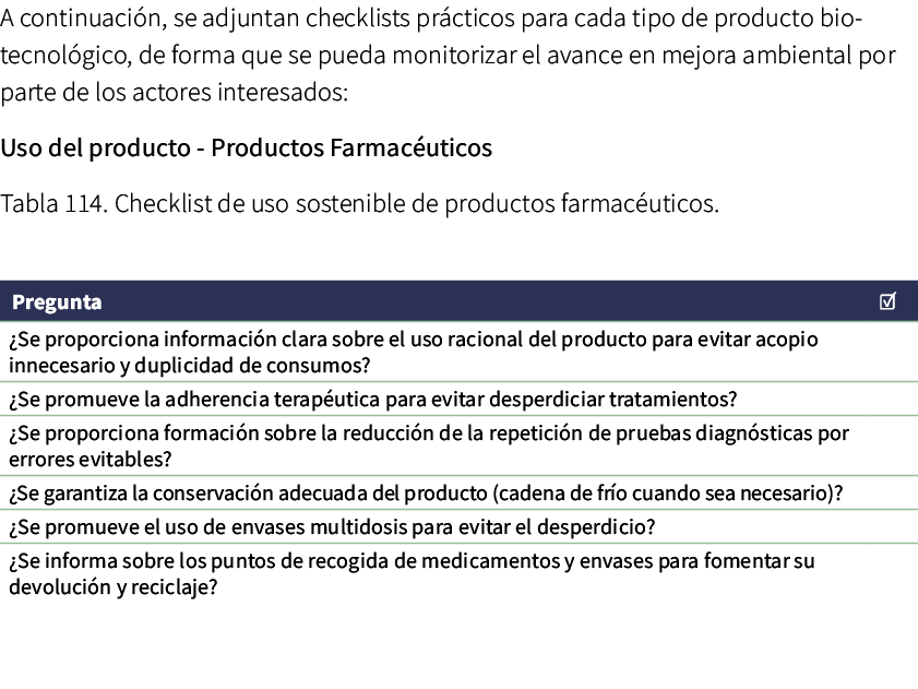A continuaci n, se adjuntan checklists pr cticos para cada tipo de producto biotecnol gico, de forma que se pueda mon...