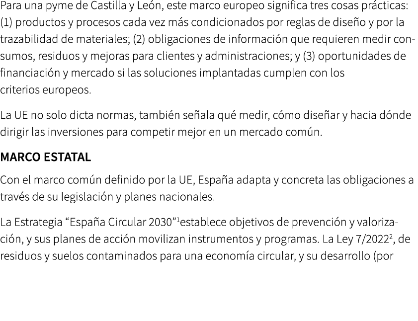 Para una pyme de Castilla y Le n, este marco europeo significa tres cosas pr cticas: (1) productos y procesos cada ve...