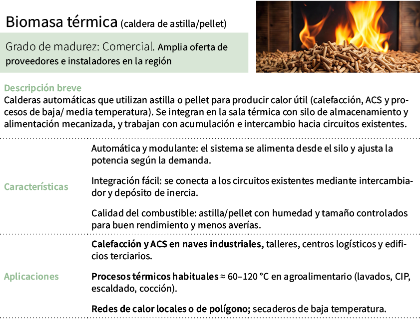 Biomasa t rmica (caldera de astilla/pellet),[object Rectangle],Grado de madurez: Comercial. Amplia oferta de proveedo...