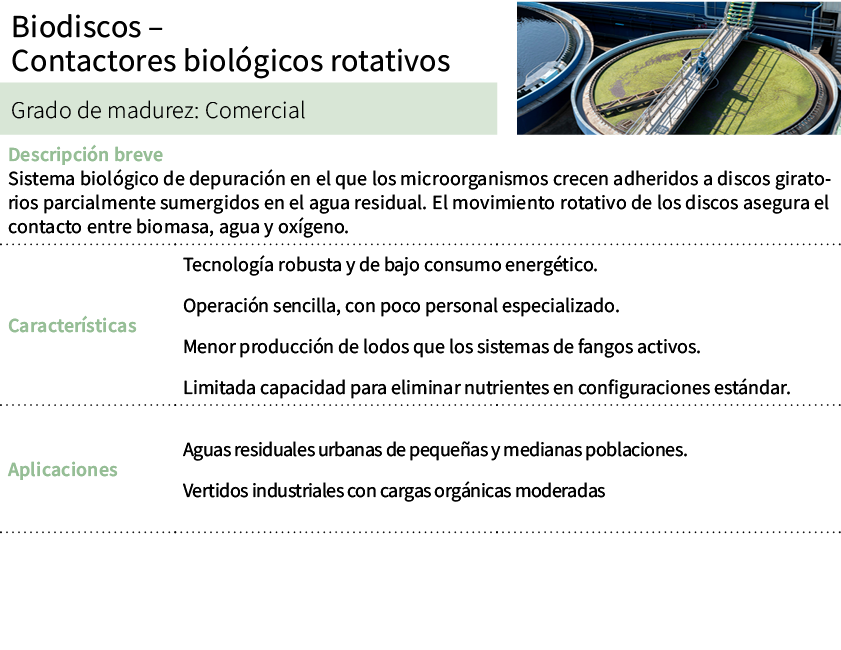 Biodiscos – Contactores biol gicos rotativos,[object Rectangle],Grado de madurez: Comercial ,Descripci n breve Sistem...