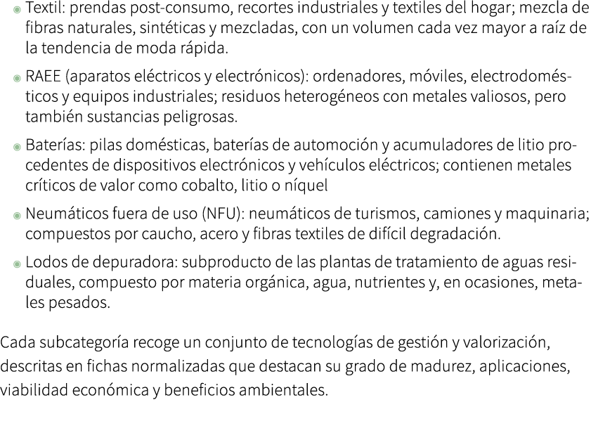 ◉ Textil: prendas post consumo, recortes industriales y textiles del hogar; mezcla de fibras naturales, sint ticas y ...