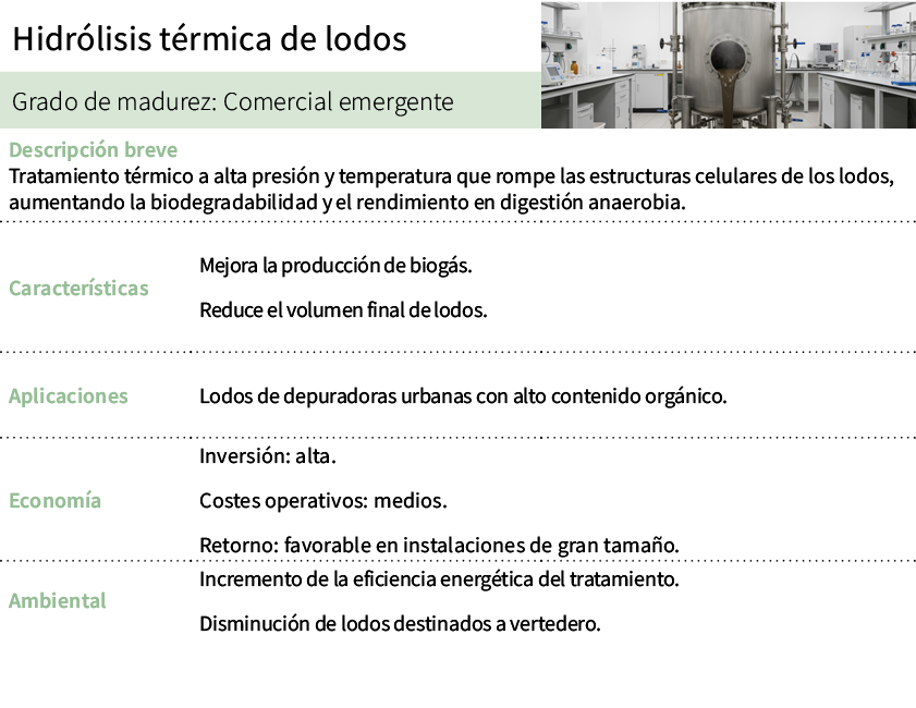 Hidr lisis t rmica de lodos,[object Rectangle],Grado de madurez: Comercial emergente,Descripci n breve Tratamiento t ...
