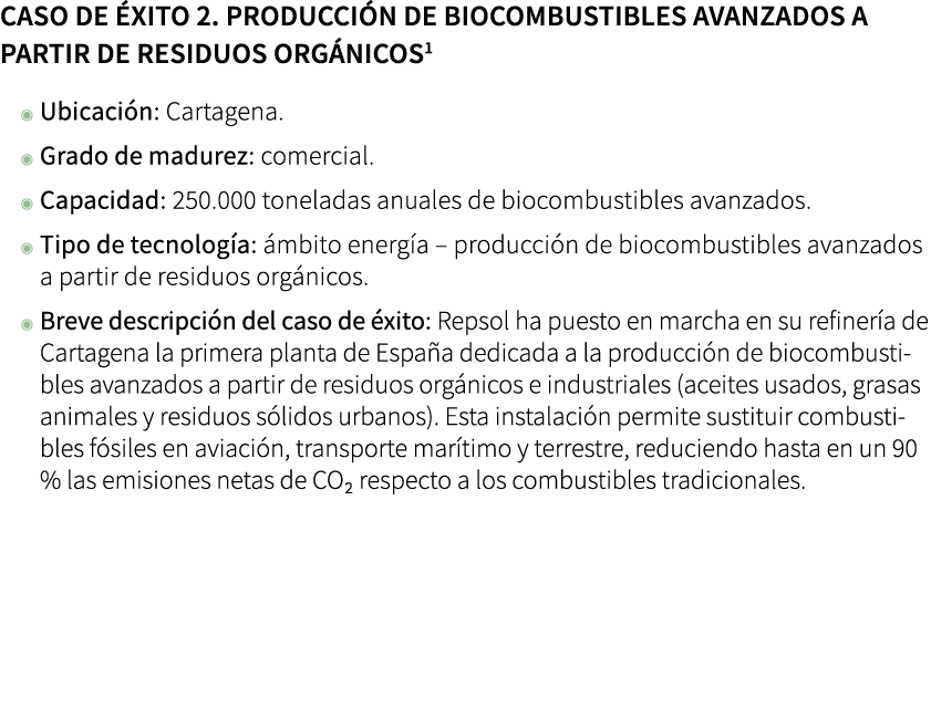 Caso de xito 2. Producci n de biocombustibles avanzados a partir de residuos org nicos ◉ Ubicaci n: Cartagena. ◉ Gra...