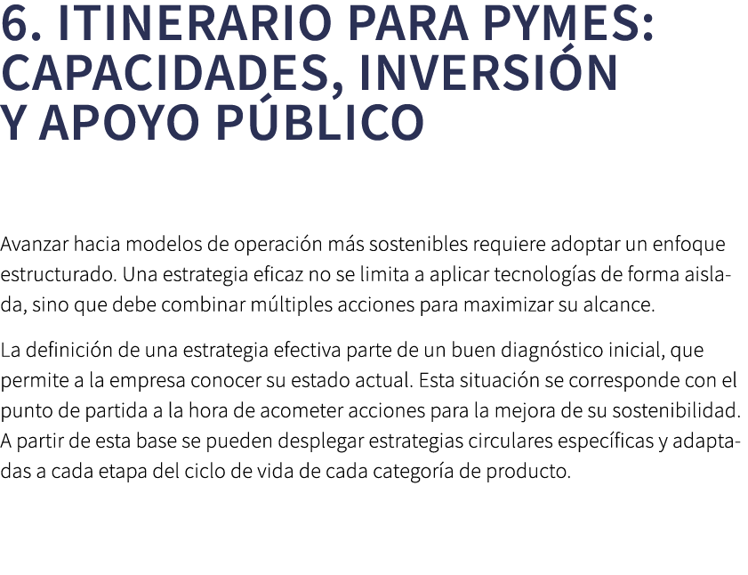 6. Itinerario para pymes: capacidades, inversi n y apoyo p blico Avanzar hacia modelos de operaci n m s sostenibles r...