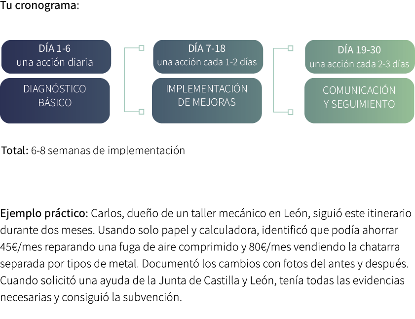 Tu cronograma: ￼Ejemplo pr ctico: Carlos, due o de un taller mec nico en Le n, sigui este itinerario durante dos mes...