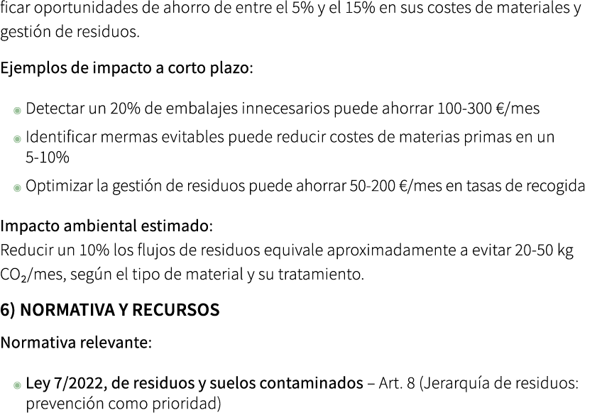 ficar oportunidades de ahorro de entre el 5% y el 15% en sus costes de materiales y gesti n de residuos. Ejemplos de ...