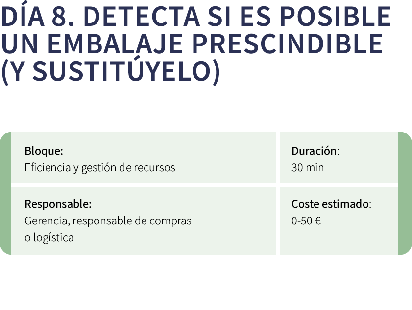 D a 8. Detecta si es posible un embalaje prescindible (y sustit yelo) ￼ 