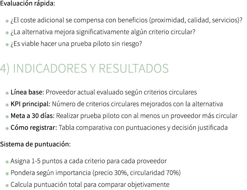 Evaluaci n r pida: ◉ ¿El coste adicional se compensa con beneficios (proximidad, calidad, servicios)? ◉ ¿La alternati...