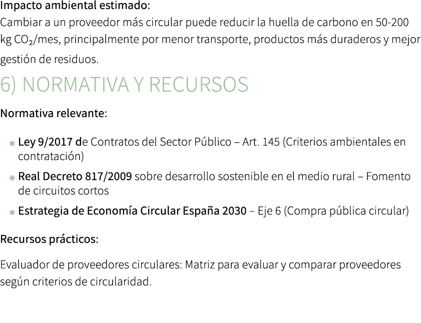 Impacto ambiental estimado: Cambiar a un proveedor m s circular puede reducir la huella de carbono en 50 200 kg CO₂/m...