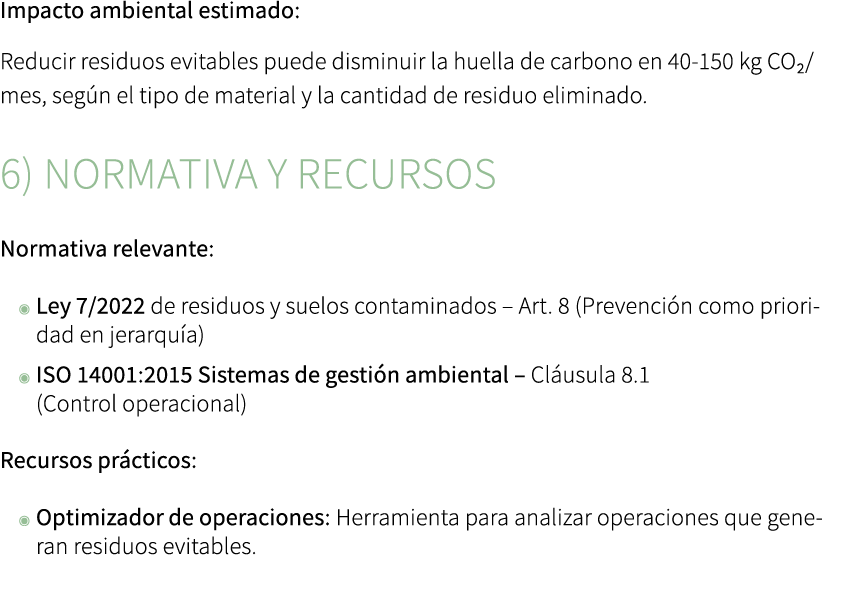 Impacto ambiental estimado: Reducir residuos evitables puede disminuir la huella de carbono en 40 150 kg CO₂/mes, seg...