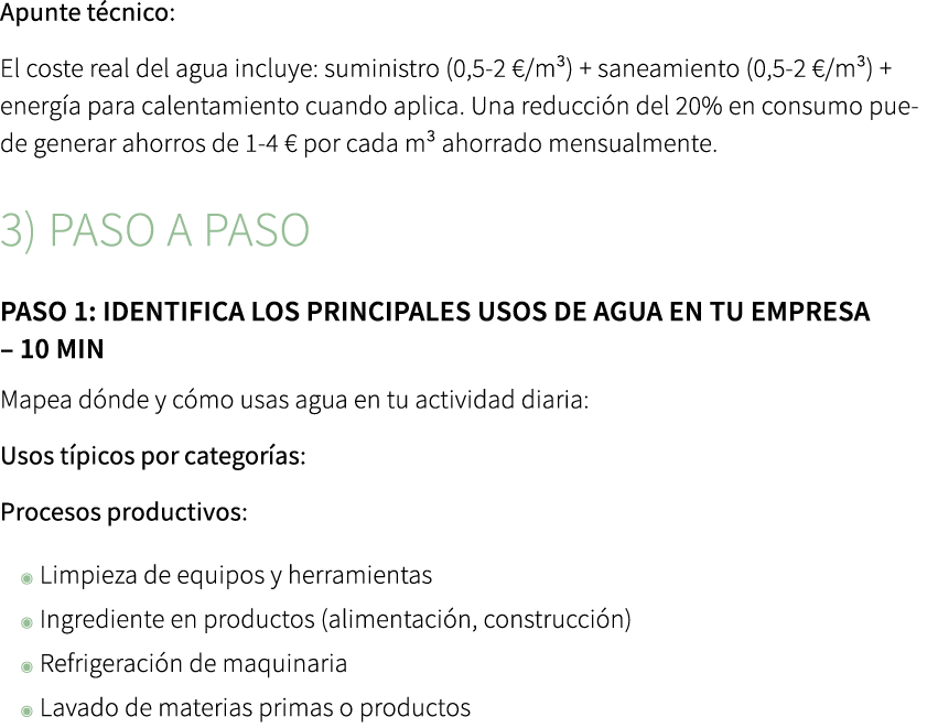 Apunte t cnico: El coste real del agua incluye: suministro (0,5 2 €/m³) + saneamiento (0,5 2 €/m³) + energ a para cal...