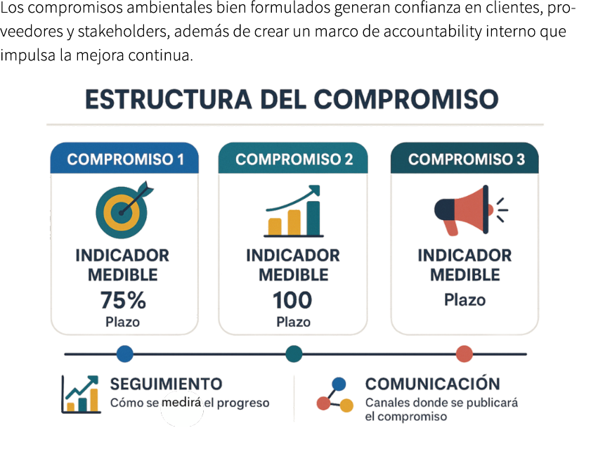 Los compromisos ambientales bien formulados generan confianza en clientes, proveedores y stakeholders, adem s de crea...