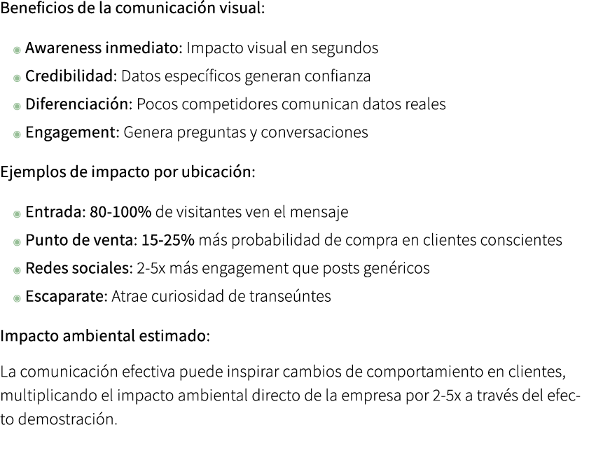 Beneficios de la comunicaci n visual: ◉ Awareness inmediato: Impacto visual en segundos ◉ Credibilidad: Datos espec f...