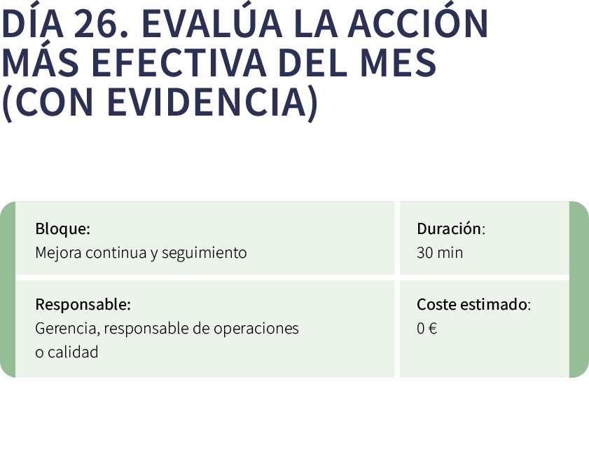D a 26. Eval a la acci n m s efectiva del mes (con evidencia) ￼ 
