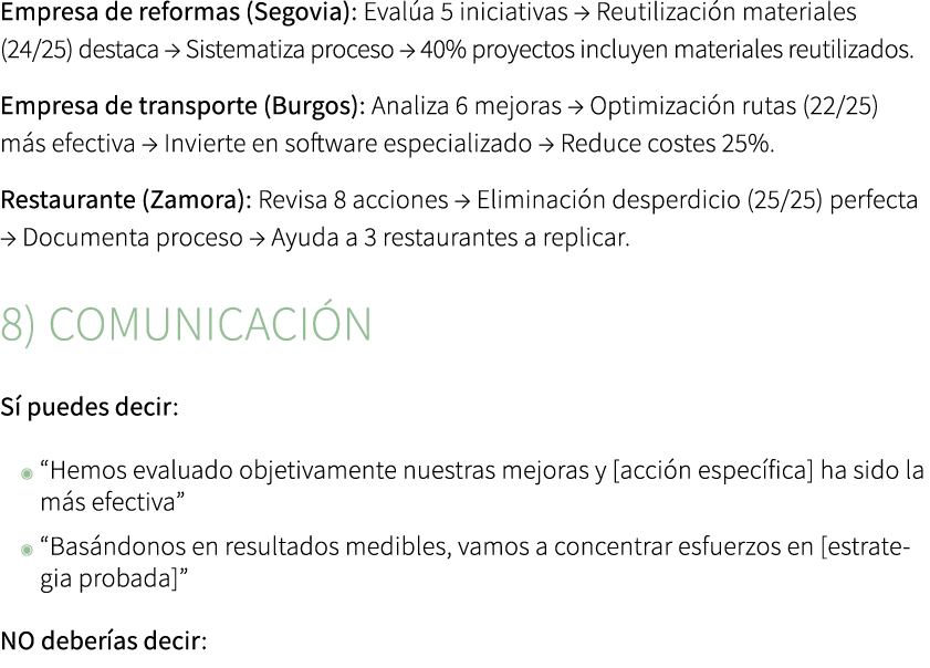 Empresa de reformas (Segovia): Eval a 5 iniciativas → Reutilizaci n materiales (24/25) destaca → Sistematiza proceso ...