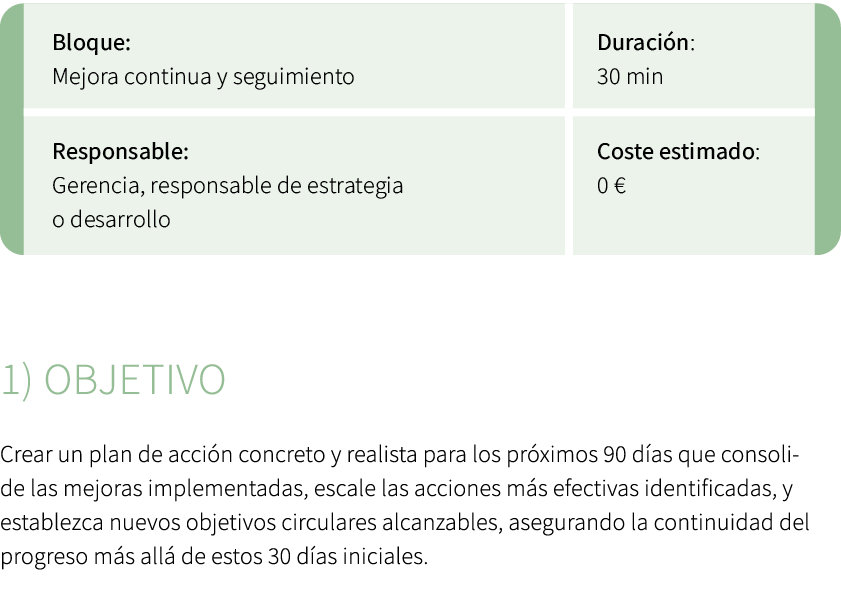 ￼ 1) Objetivo Crear un plan de acci n concreto y realista para los pr ximos 90 d as que consolide las mejoras impleme...