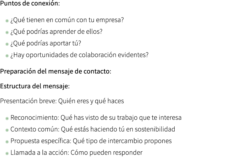 Puntos de conexi n: ◉ ¿Qu tienen en com n con tu empresa? ◉ ¿Qu  podr as aprender de ellos? ◉ ¿Qu  podr as aportar t...