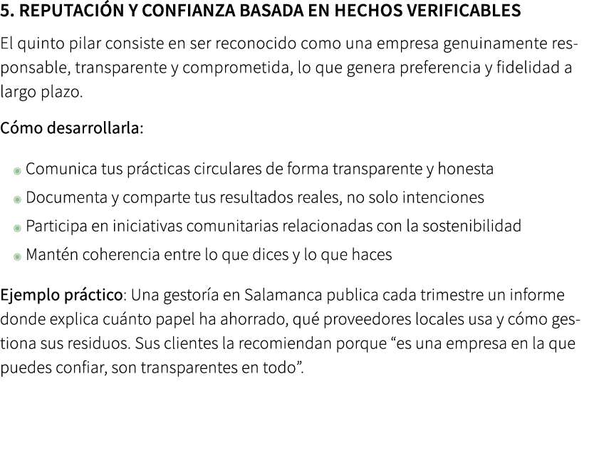 5. Reputaci n y confianza basada en hechos verificables El quinto pilar consiste en ser reconocido como una empresa ...