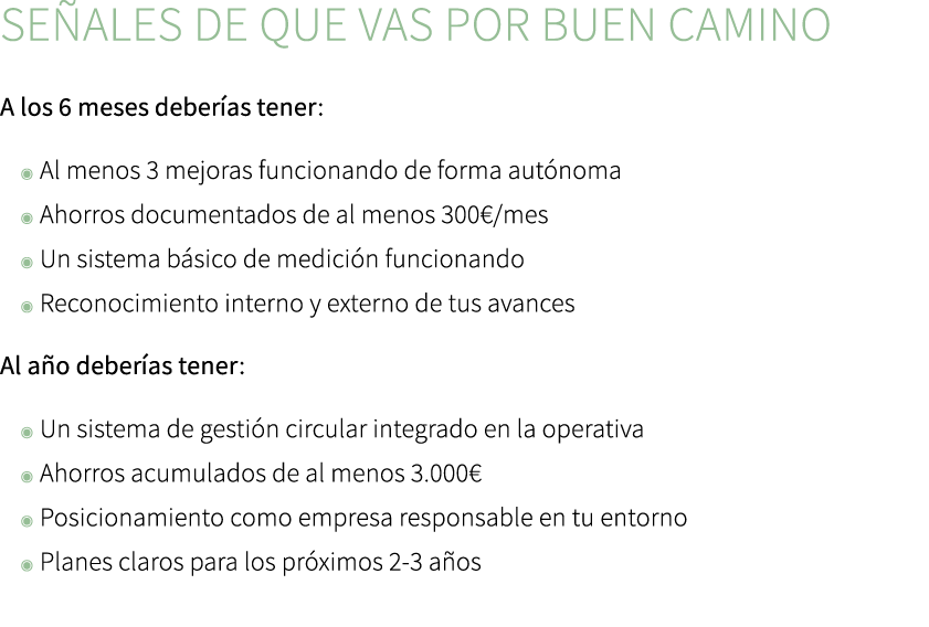 Se ales de que vas por buen camino A los 6 meses deber as tener: ◉ Al menos 3 mejoras funcionando de forma aut noma ◉...